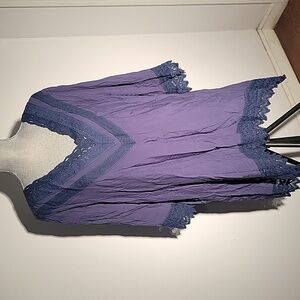 Forgotten Grace, Navy Blue, V Neck with Lace Trim Blouse, Size: 3X, NWT